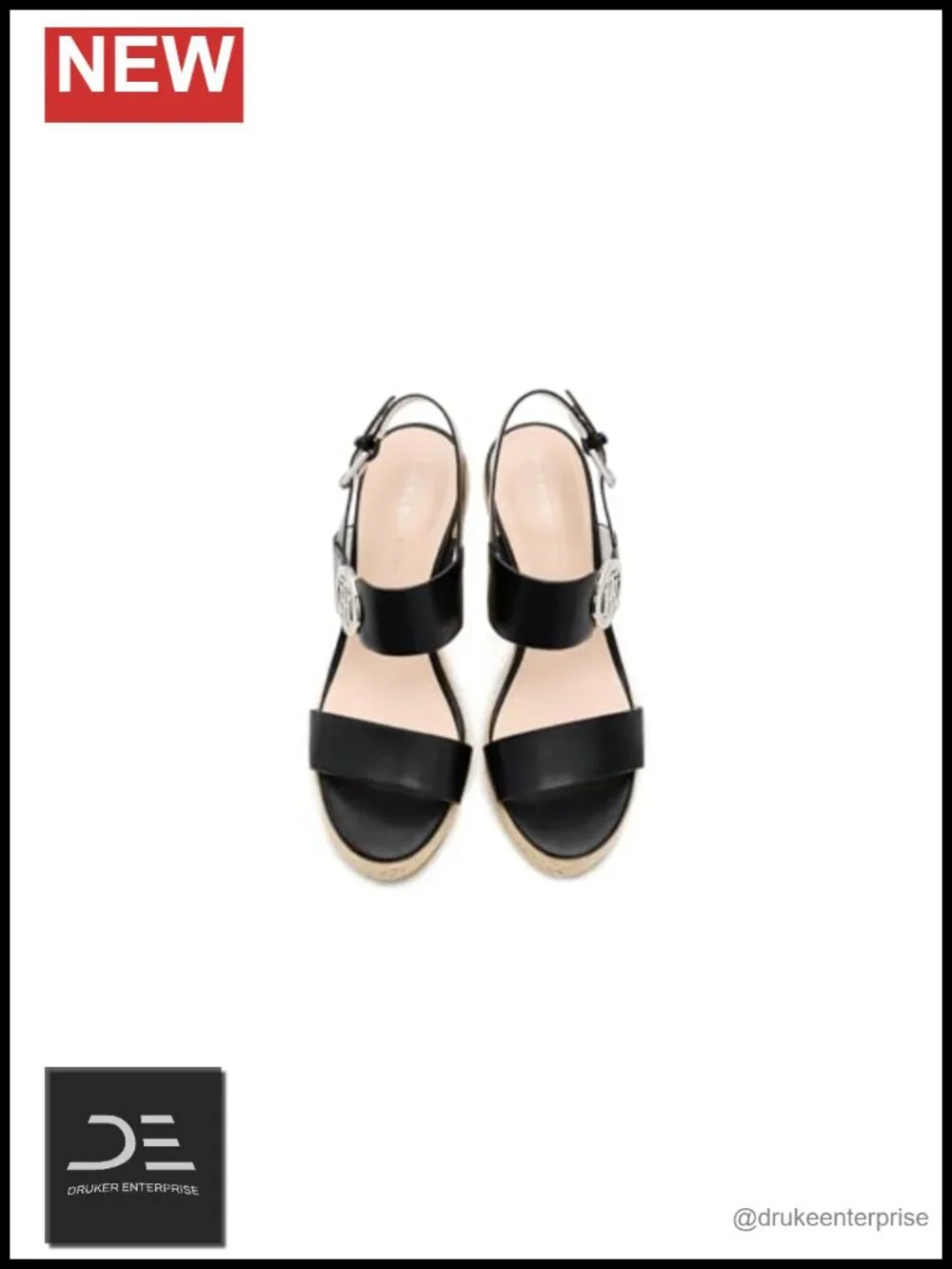 Faux Leather Ankle Strap Wedge Heel Sandals Open Toe